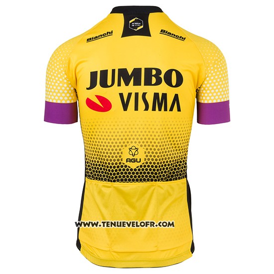 2019 Maillot Ciclismo Jumbo Visma Jaune Noir Manches Courtes et Cuissard